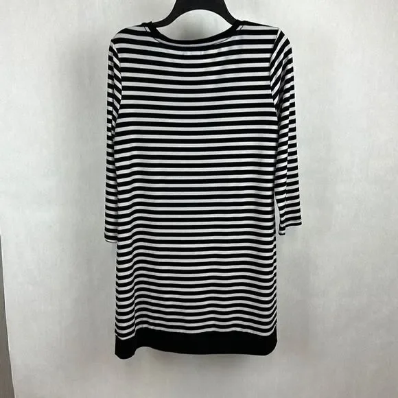 Calvin Klein Dress Size Medium Black White Stripe - Picture 3 of 5